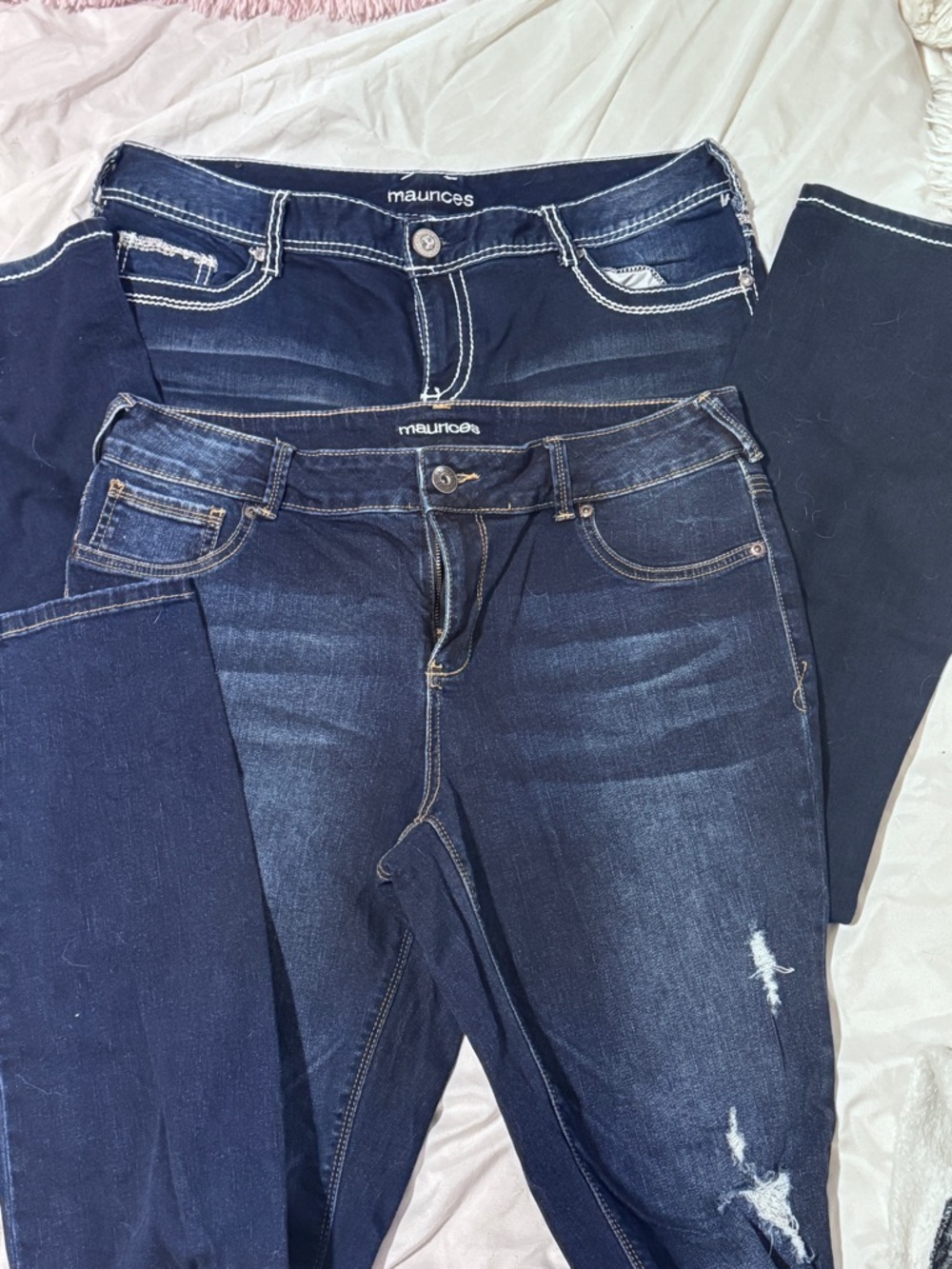 Maurices Women's Dark Indigo Boot Cut & Dark Wash Distressed Skinny Jeans